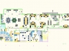Coloured space plan indicating new floor finishes 
